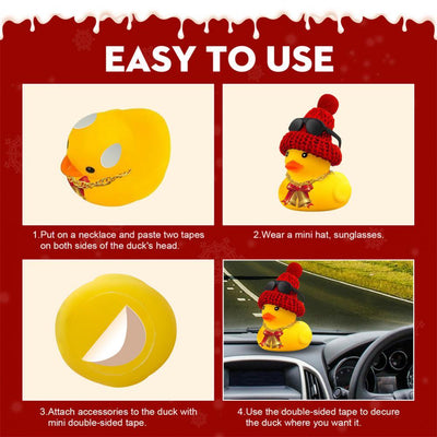 Christmas Car Yellow Duck Ornaments Duck Car Dashboard Decorative Sunglasses Necklace Ornaments Interior Auto Accessories Decor - KinglyDay
