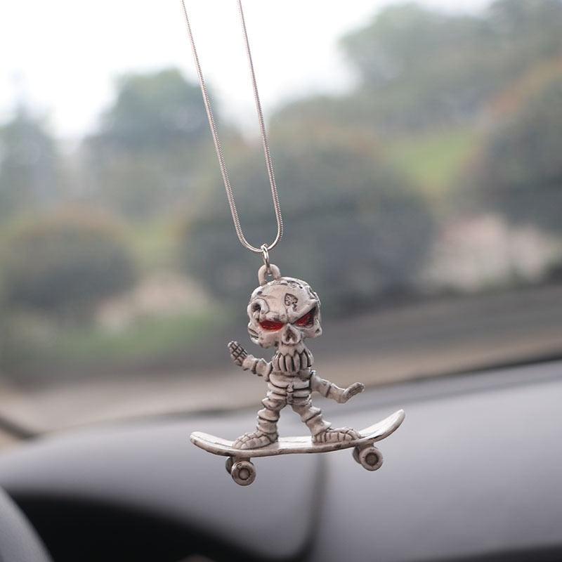 PVC Halloween Easter Motorcycle Skeleton Car Accessories Skateboard Skull Auto Rearview Mirror Pendant Creative Skull Decoration - KinglyDay