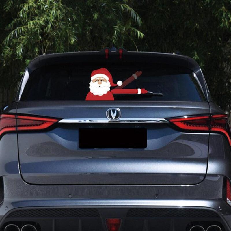 Santa Claus Car Rear Window Wiper Sticker Christmas Car Styling Funny Waving Arm Rear Windshield Decals Auto Decoration Stickers - KinglyDay