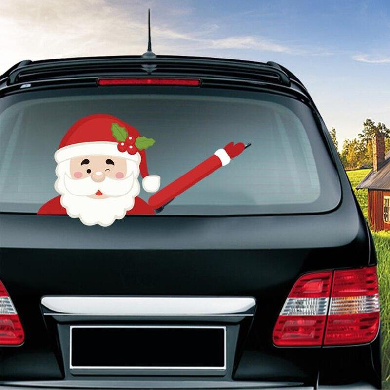 Santa Claus Car Rear Window Wiper Sticker Christmas Car Styling Funny Waving Arm Rear Windshield Decals Auto Decoration Stickers - KinglyDay