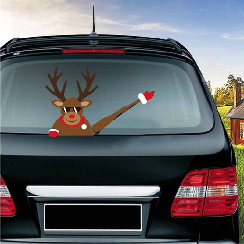 Santa Claus Car Rear Window Wiper Sticker Christmas Car Styling Funny Waving Arm Rear Windshield Decals Auto Decoration Stickers - KinglyDay