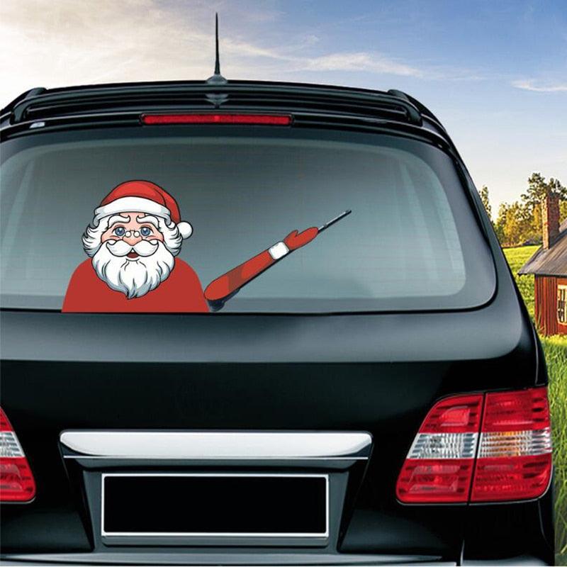 Santa Claus Car Rear Window Wiper Sticker Christmas Car Styling Funny Waving Arm Rear Windshield Decals Auto Decoration Stickers - KinglyDay