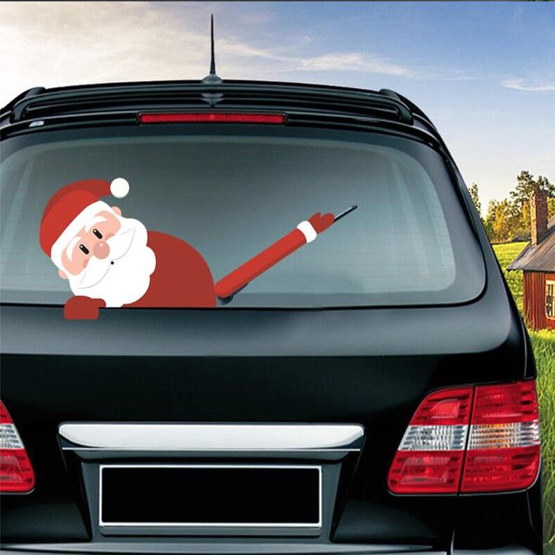 Santa Claus Car Rear Window Wiper Sticker Christmas Car Styling Funny Waving Arm Rear Windshield Decals Auto Decoration Stickers - KinglyDay