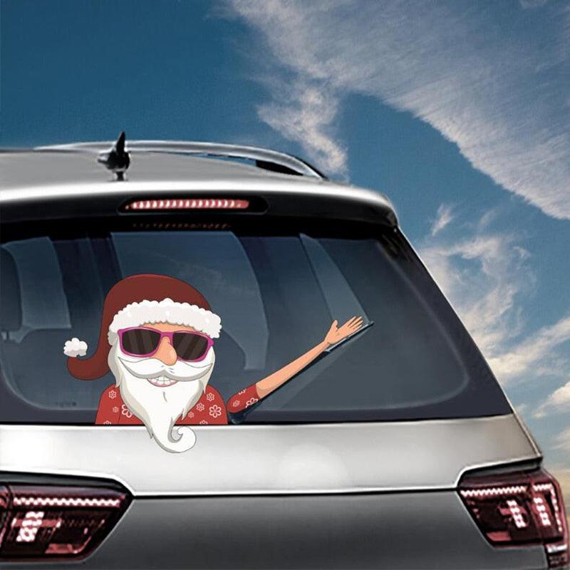 Santa Claus Car Rear Window Wiper Sticker Christmas Car Styling Funny Waving Arm Rear Windshield Decals Auto Decoration Stickers - KinglyDay