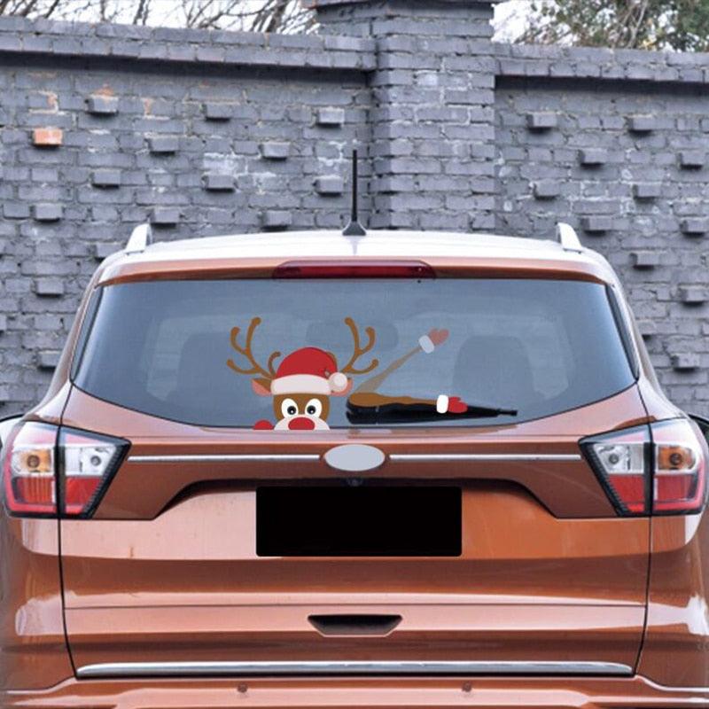 Santa Claus Car Rear Window Wiper Sticker Christmas Car Styling Funny Waving Arm Rear Windshield Decals Auto Decoration Stickers - KinglyDay