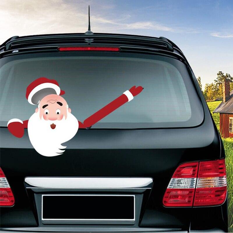 Santa Claus Car Rear Window Wiper Sticker Christmas Car Styling Funny Waving Arm Rear Windshield Decals Auto Decoration Stickers - KinglyDay