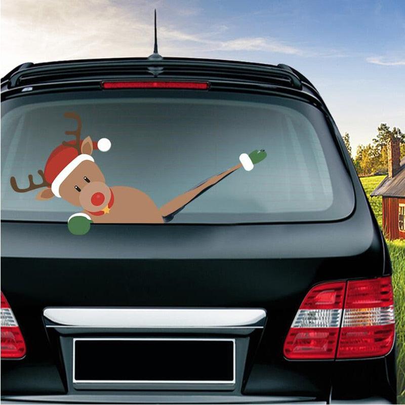 Santa Claus Car Rear Window Wiper Sticker Christmas Car Styling Funny Waving Arm Rear Windshield Decals Auto Decoration Stickers - KinglyDay