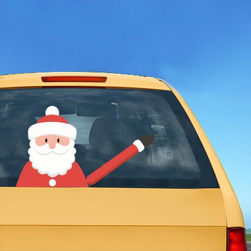 Santa Claus Car Rear Window Wiper Sticker Christmas Car Styling Funny Waving Arm Rear Windshield Decals Auto Decoration Stickers - KinglyDay