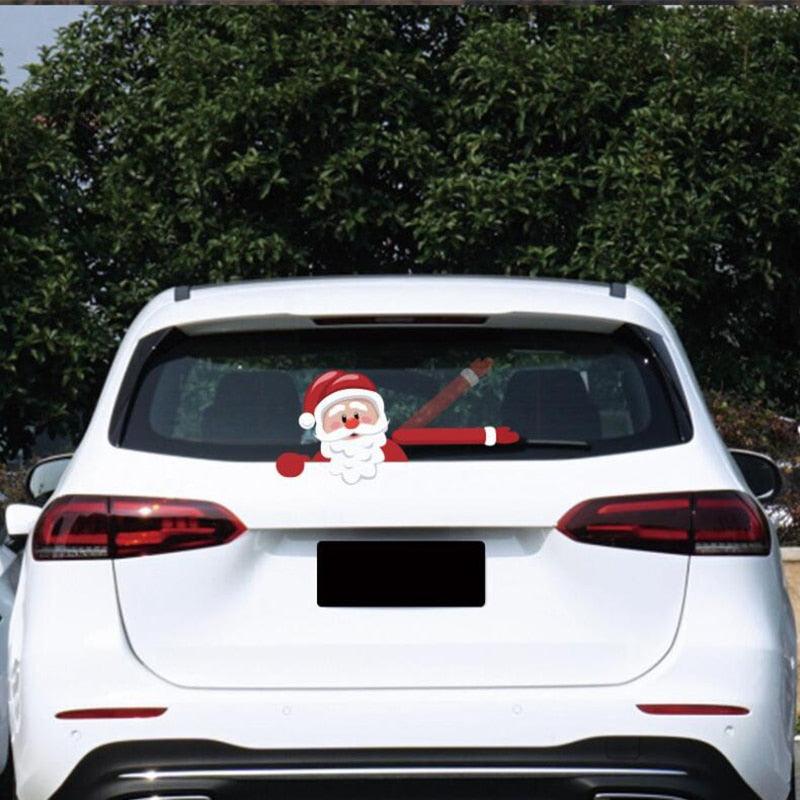 Santa Claus Car Rear Window Wiper Sticker Christmas Car Styling Funny Waving Arm Rear Windshield Decals Auto Decoration Stickers - KinglyDay