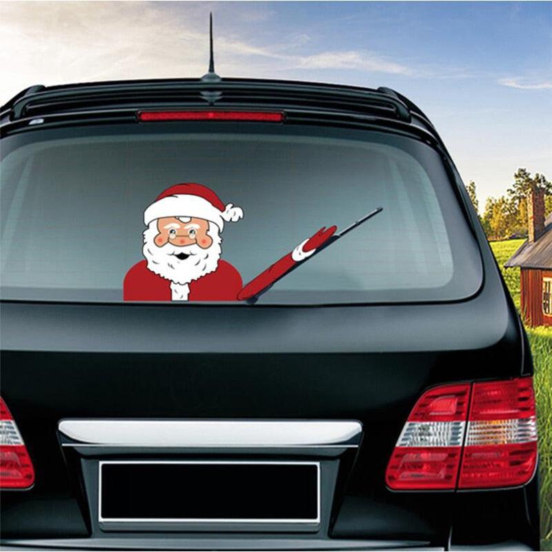 Santa Claus Car Rear Window Wiper Sticker Christmas Car Styling Funny Waving Arm Rear Windshield Decals Auto Decoration Stickers - KinglyDay