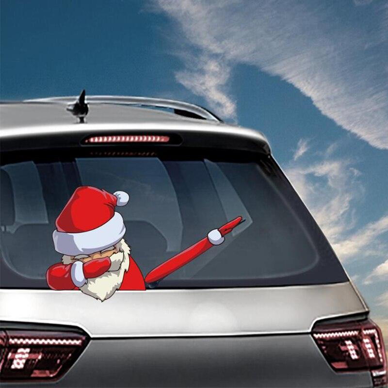 Santa Claus Car Rear Window Wiper Sticker Christmas Car Styling Funny Waving Arm Rear Windshield Decals Auto Decoration Stickers - KinglyDay