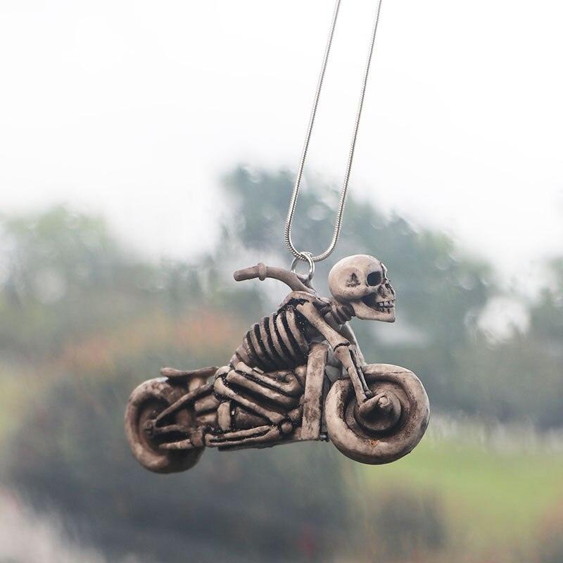 PVC Halloween Easter Motorcycle Skeleton Car Accessories Skateboard Skull Auto Rearview Mirror Pendant Creative Skull Decoration - KinglyDay