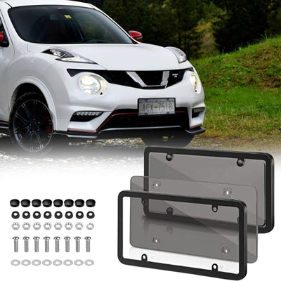 2pcs Universal 6"X12" American License Plate Frame Auto Accessory ABS Number Plate TAG Cover With Screws For Front Rear - KinglyDay