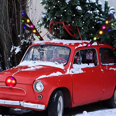 LED Illuminated Antlers Car Decoration Cute Christmas Decor Three Lighting Modes Christmas Supplies Car Reindeer Antlers Doffer - KinglyDay