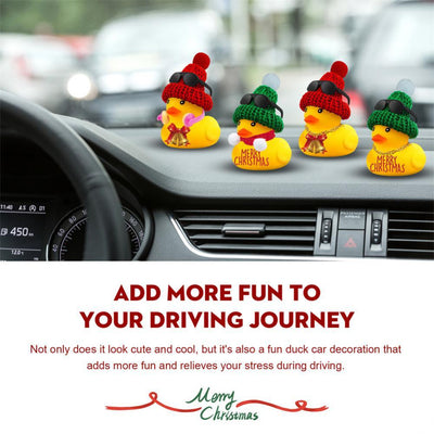 Christmas Car Yellow Duck Ornaments Duck Car Dashboard Decorative Sunglasses Necklace Ornaments Interior Auto Accessories Decor - KinglyDay