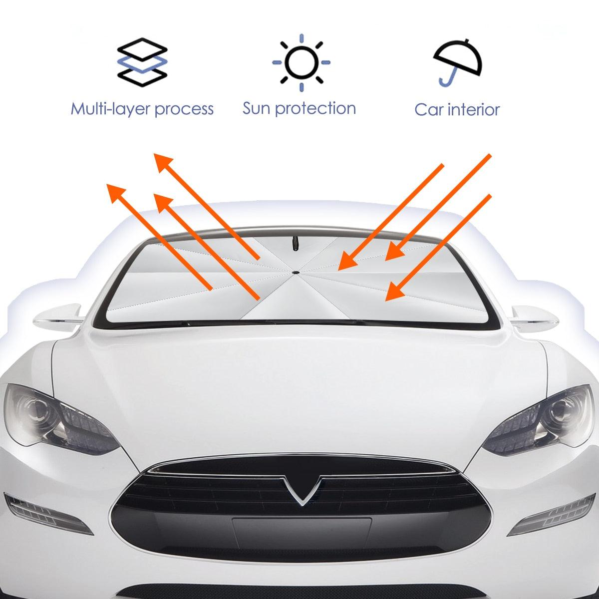 Auto Windshield Sunshade for Tesla Model 3/Y/X/S Car Side Window Sun Shade Front Rear Windshield Car Front Window Sun Visor - KinglyDay