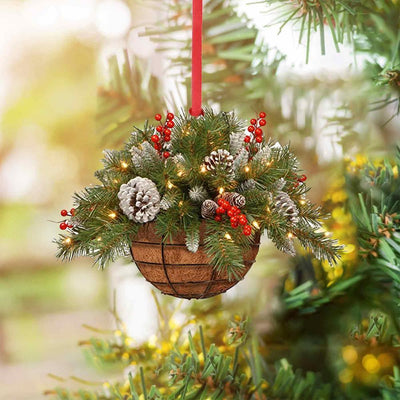 Wreath Christmas Tree Decorations Christmas Tree Wooden Pendant Hanging Ornaments Mini Pendant For Wall Window Tree Car Rearview - KinglyDay