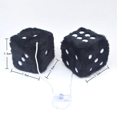 Auto Pendants Fuzzy Plush Dice Dots Rear View Mirror Hanger Cube Decoration Car Styling Accessories Ornament 1 Pair - KinglyDay