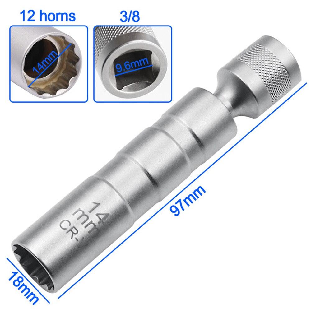 Socket Wrench Magnetic 12 Angle Repairing Removal Tool Thin Wall 3/8" Drive Sockets for 14/16mm Spark Plug - KinglyDay