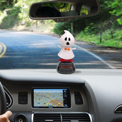 Solar-Powered Swinging Doll Car Interior Decoration Jewelry Halloween Gift Cute Shaking Cartoon Auto Accessories Ornament - KinglyDay