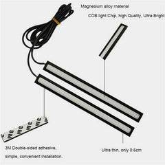 Ultra Thin Bright LED COB Strip Waterproof DC 12V DRL Lamp Day Time Running Driving Lamp for Auto Car Side Light Fog Light - KinglyDay