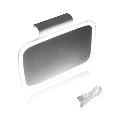 Universal Car Interior Visor Mirror Makeup Mirror Set with LED Lights Built-in Lithium Battery Touch Sensor Rechargeable - KinglyDay