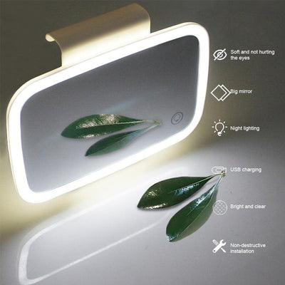 Universal Car Interior Visor Mirror Makeup Mirror Set with LED Lights Built-in Lithium Battery Touch Sensor Rechargeable - KinglyDay