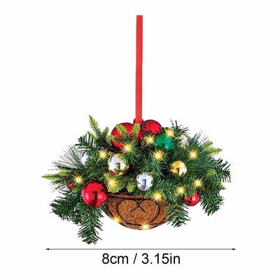 Wreath Christmas Tree Decorations Christmas Tree Wooden Pendant Hanging Ornaments Mini Pendant For Wall Window Tree Car Rearview - KinglyDay