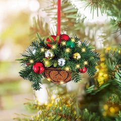 Wreath Christmas Tree Decorations Christmas Tree Wooden Pendant Hanging Ornaments Mini Pendant For Wall Window Tree Car Rearview - KinglyDay