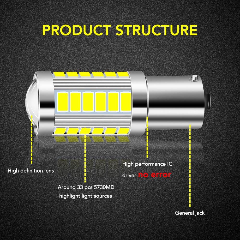 1pc LED Brake Lamps 1156 BA15S P21W 1157 P21/5W BAY15D BAU15S PY21W - KinglyDay