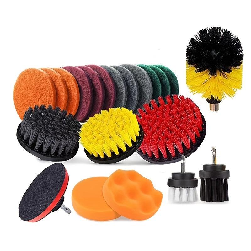 Drill Brush Power Scrubber Cleaning Brush - Extended Long Attachment Set, All-Purpose Drill Scrub Brushes & Car Polishing Pad Kit - KinglyDay