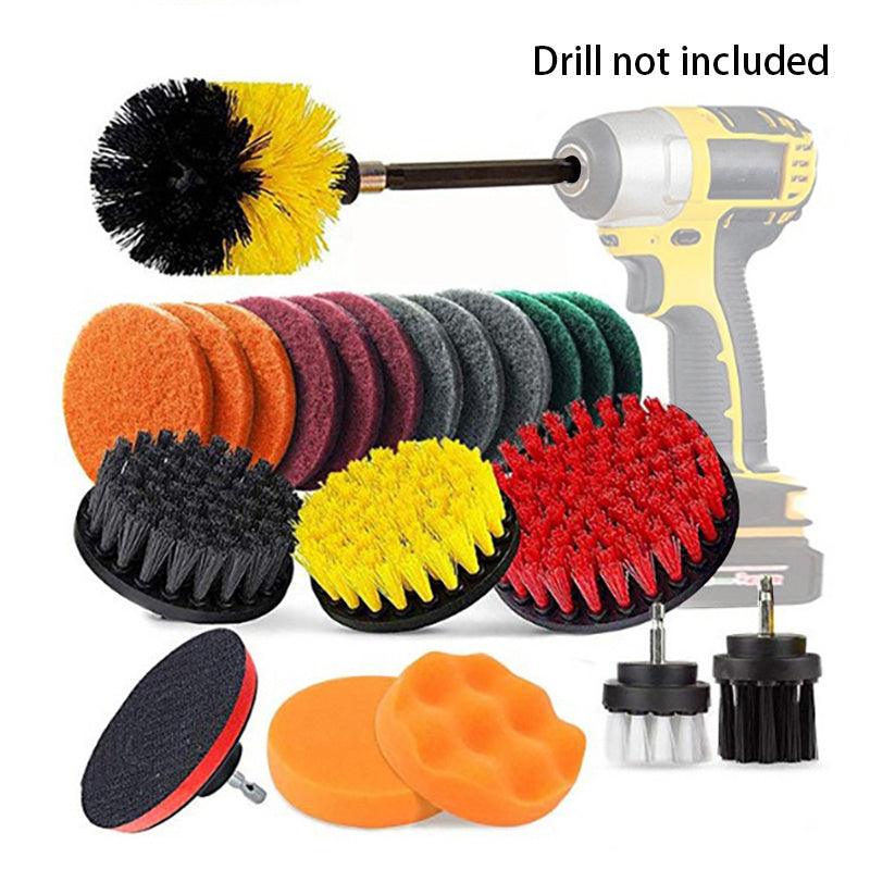 Drill Brush Power Scrubber Cleaning Brush - Extended Long Attachment Set, All-Purpose Drill Scrub Brushes & Car Polishing Pad Kit - KinglyDay