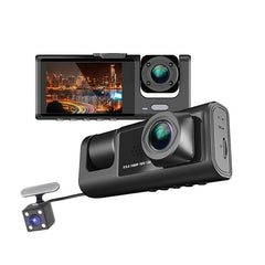 3 Channel Dash Cam Front And Rear Inside, 1080P Dash IR Night Vision, Loop Recording Car DVR Camera With 2 Inch IPS Screen 3 Cameras Car Dashcam - KinglyDay