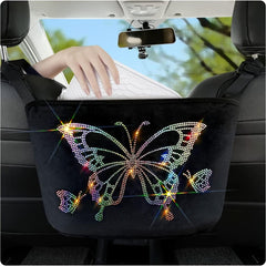 Bling Crystal Car Organizer, Car Handbag Holder Bling Rhinestone Seat Back Hanging Storage Bag Car Trash Pouch Car Accessories For Women Girls - KinglyDay