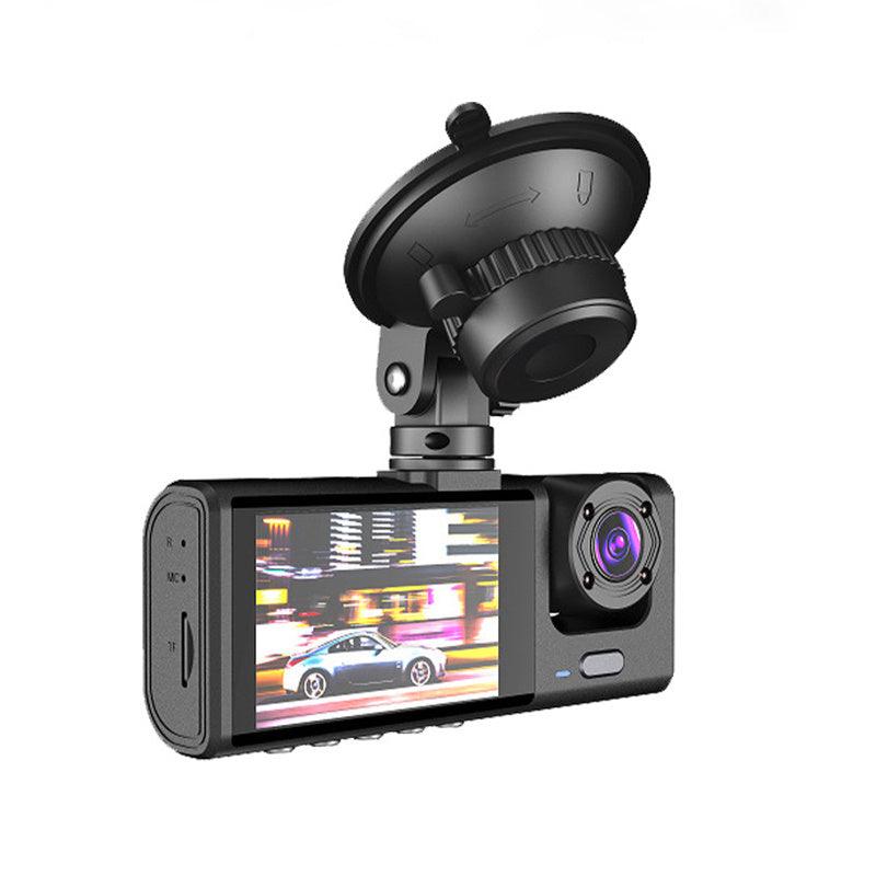 3 Channel Dash Cam Front And Rear Inside, 1080P Dash IR Night Vision, Loop Recording Car DVR Camera With 2 Inch IPS Screen 3 Cameras Car Dashcam - KinglyDay