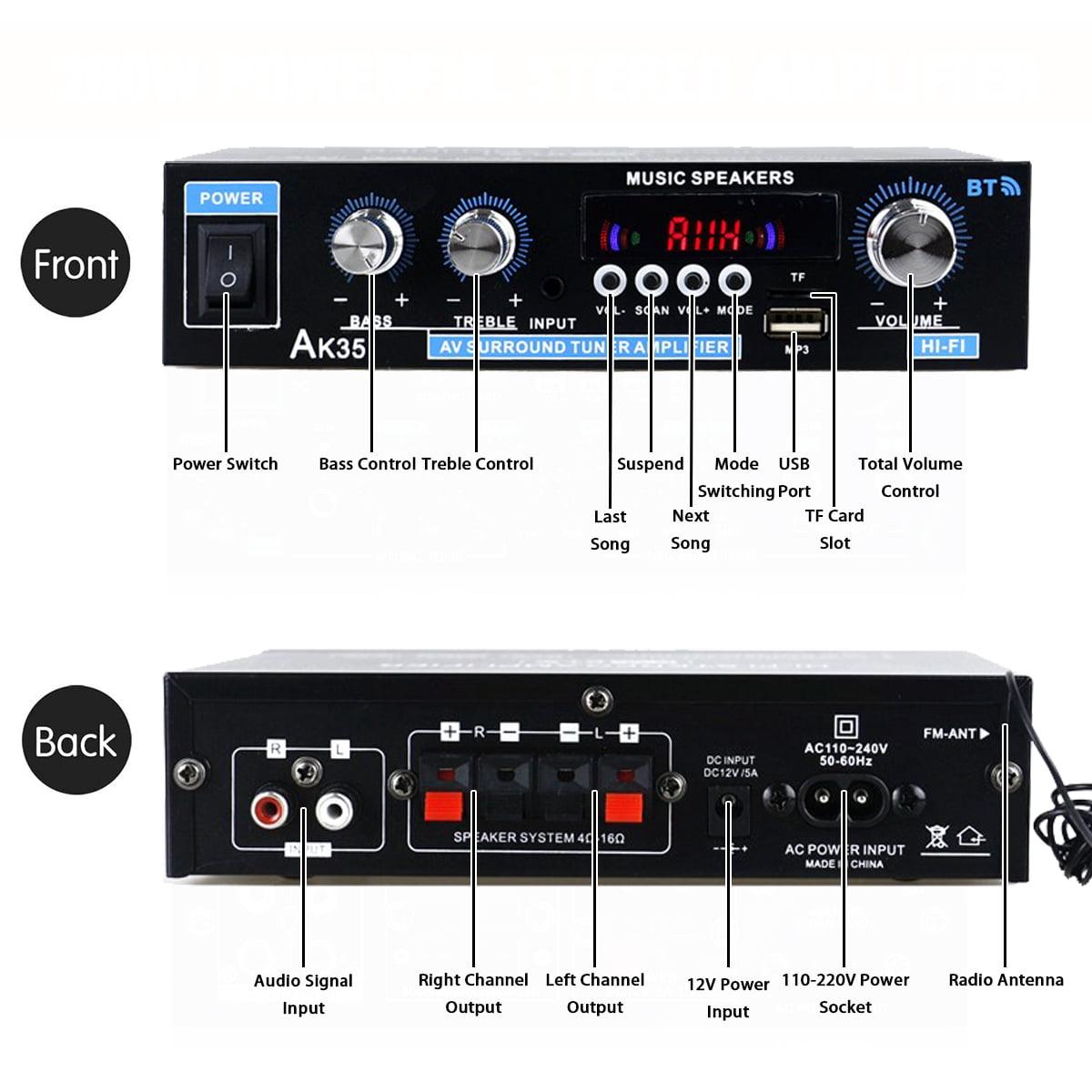 800W Hifi Stereo Bluetooth Amplifier for Home & Car with Remote & LCD Display - KinglyDay