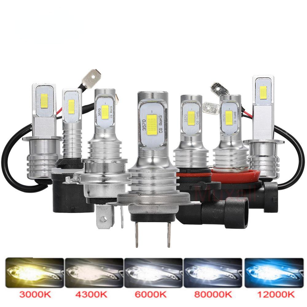 LED CSP Mini H7 LED Lamps For Cars Headlight Bulbs H4 led H8 H11 H6 Fog Light HB3 9005 HB4 Ice Blue 8000K 3000K Auto 12V - KinglyDay