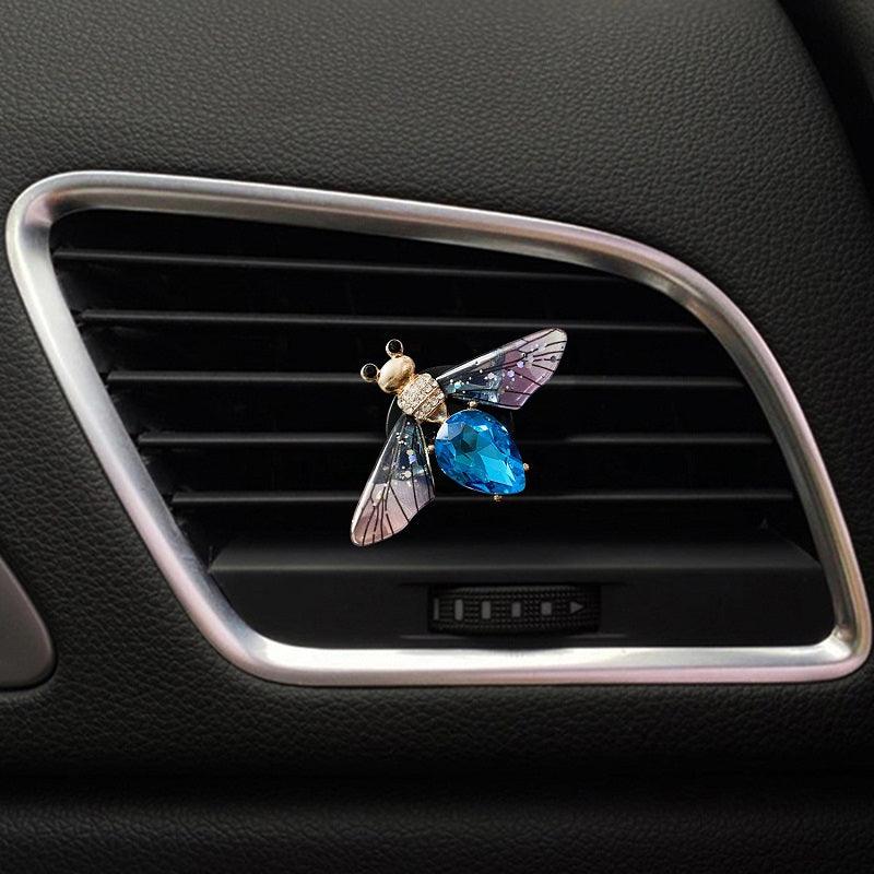 Bling Rhinestone Bee Drangonfly Air Fresheners Clips For Car Interior Decor, Car Air Vent Diffuser Clip For Women - KinglyDay