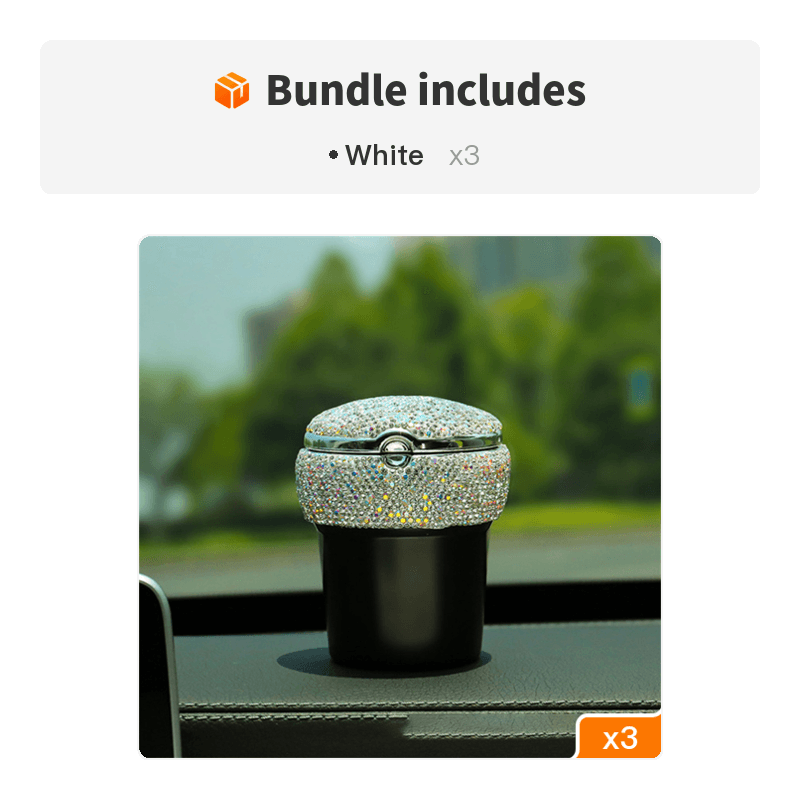 Car Ashtray With LED Light, Diamond Cigar Cigarette Ash Tray Smoke Cup Holder, Car Accessories Interior For Women - KinglyDay