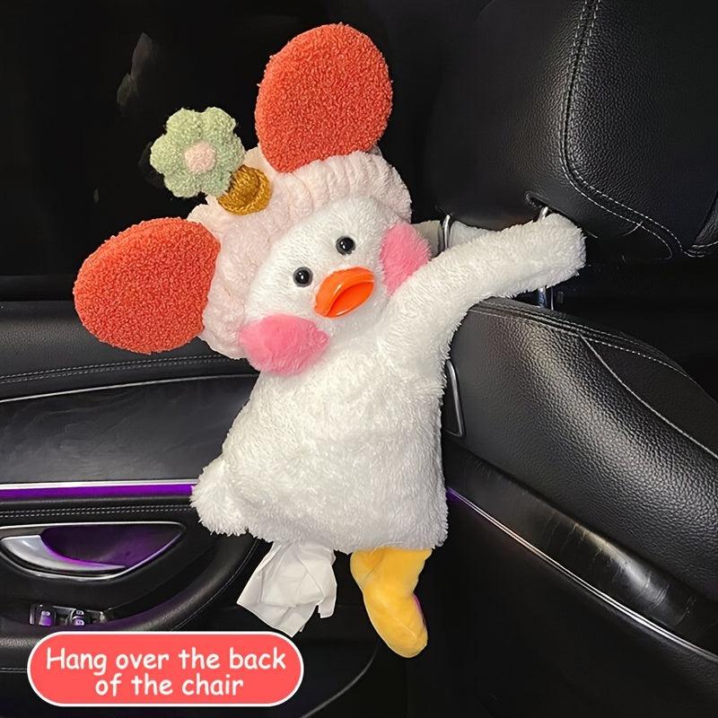 Car Tissue Box, Creative Cute Car Automotive Cartoon Headband Duck Tissue Bag Armrest Box Tissue Holder Organizer Car Accessories Women - KinglyDay