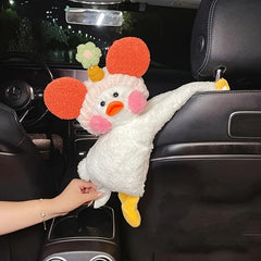 Car Tissue Box, Creative Cute Car Automotive Cartoon Headband Duck Tissue Bag Armrest Box Tissue Holder Organizer Car Accessories Women - KinglyDay