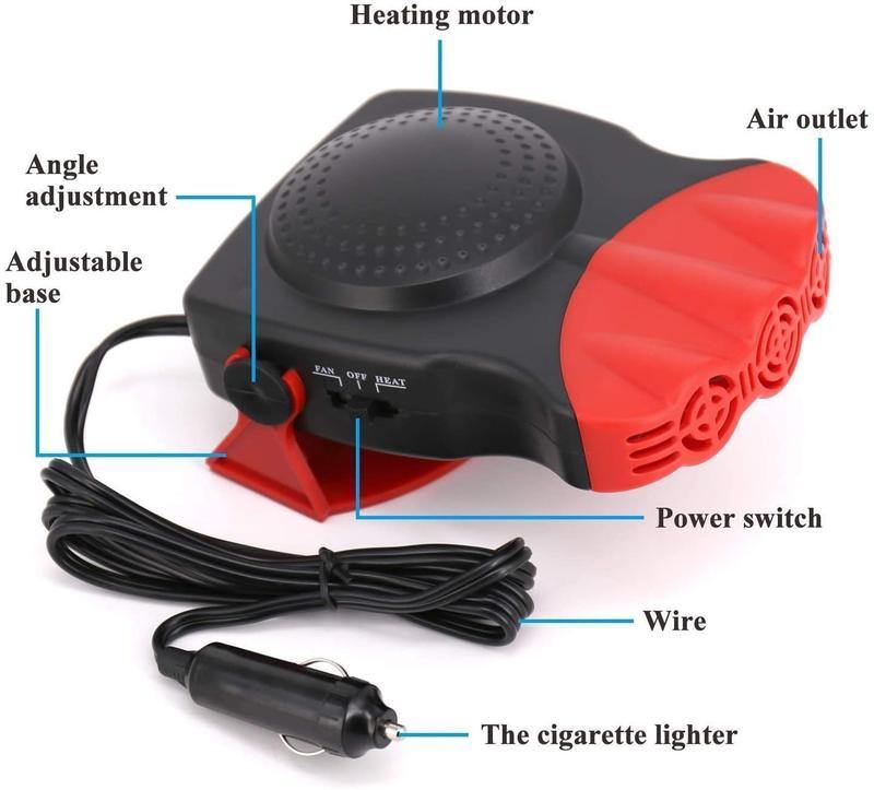 Premium Car Heater Portable Plug In Windshield Defroster 12 Volt Space Heater For Car - KinglyDay