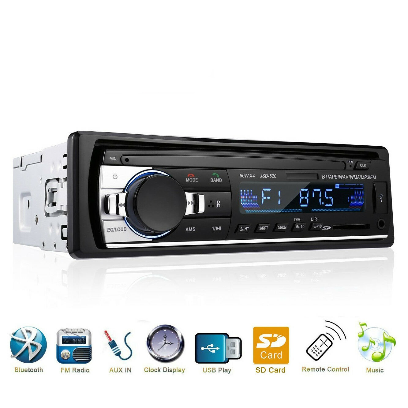 Bluetooth Car Stereo Audio In-Dash FM Aux Input Receiver SD USB MP3 Radio Player - KinglyDay