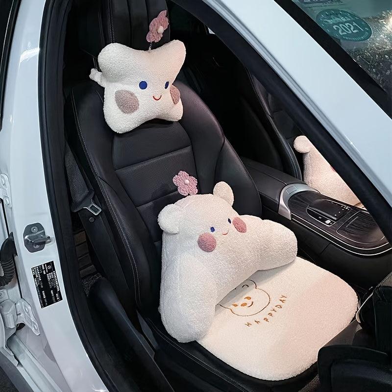 Car Flower Head Neck Pillow, Car Automotive Seat Neck Pillow, Car Waist Pillow Cartoon Cute Supplies Car Accessories Women - KinglyDay