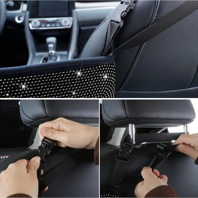 Bling Rhinestone Black Car Organizers Storage Purse Holder, Car Seat Back Net Handbag Accessories For Women, Gifts For Mom, Birthday Gifts Presents - KinglyDay