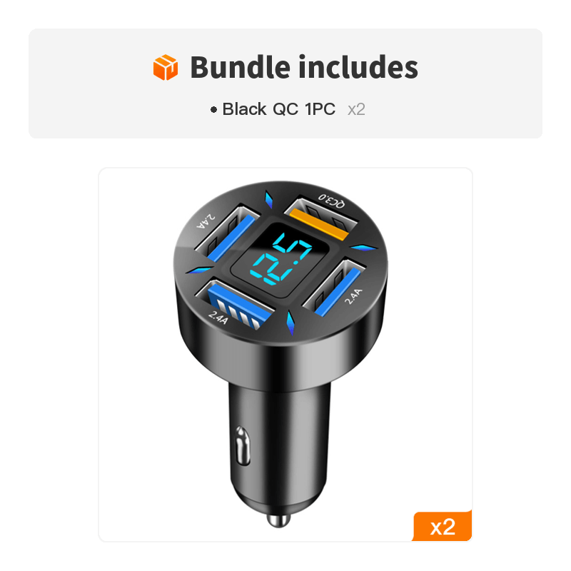 66W 4 Ports USB PD Quick Car Adapter Charger QC3.0 Type C,In-Car Adapter Fast Charging - KinglyDay