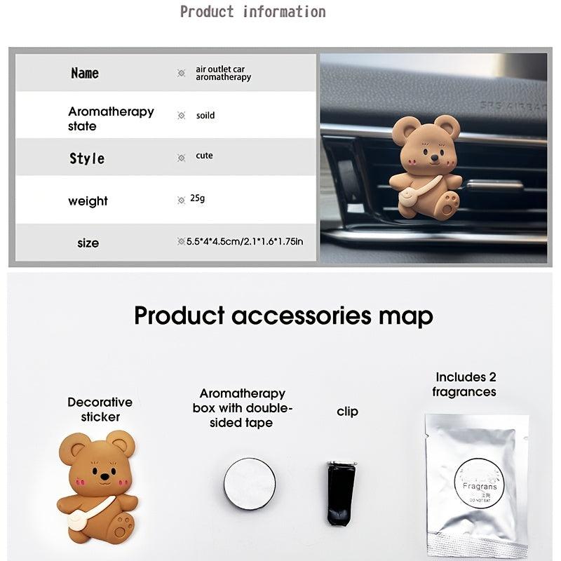 1pc Bag Bear Air Outlet Decoration Ornaments Solid Perfume Air Outlet Car Aromatherapy Inside The Automovtive Air Freshener Car Accessories Women - KinglyDay