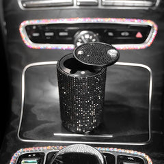 Crystal Rhinestone Car Ashtray, Artificial Diamond Metal Ashtray Auto Interior Decor Accessories Universal For Girl Women - KinglyDay