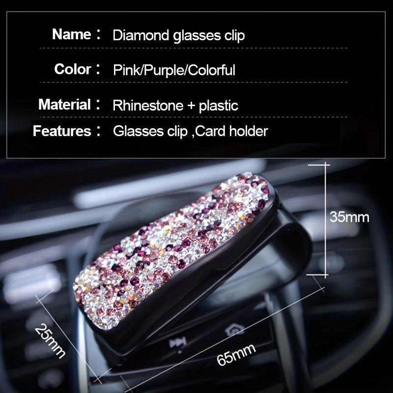 Rhinestone Crystal Glasses Clip Car Sun Visor Glasses Bracket For Woman Glasses Holder Auto Interior Accessories - KinglyDay