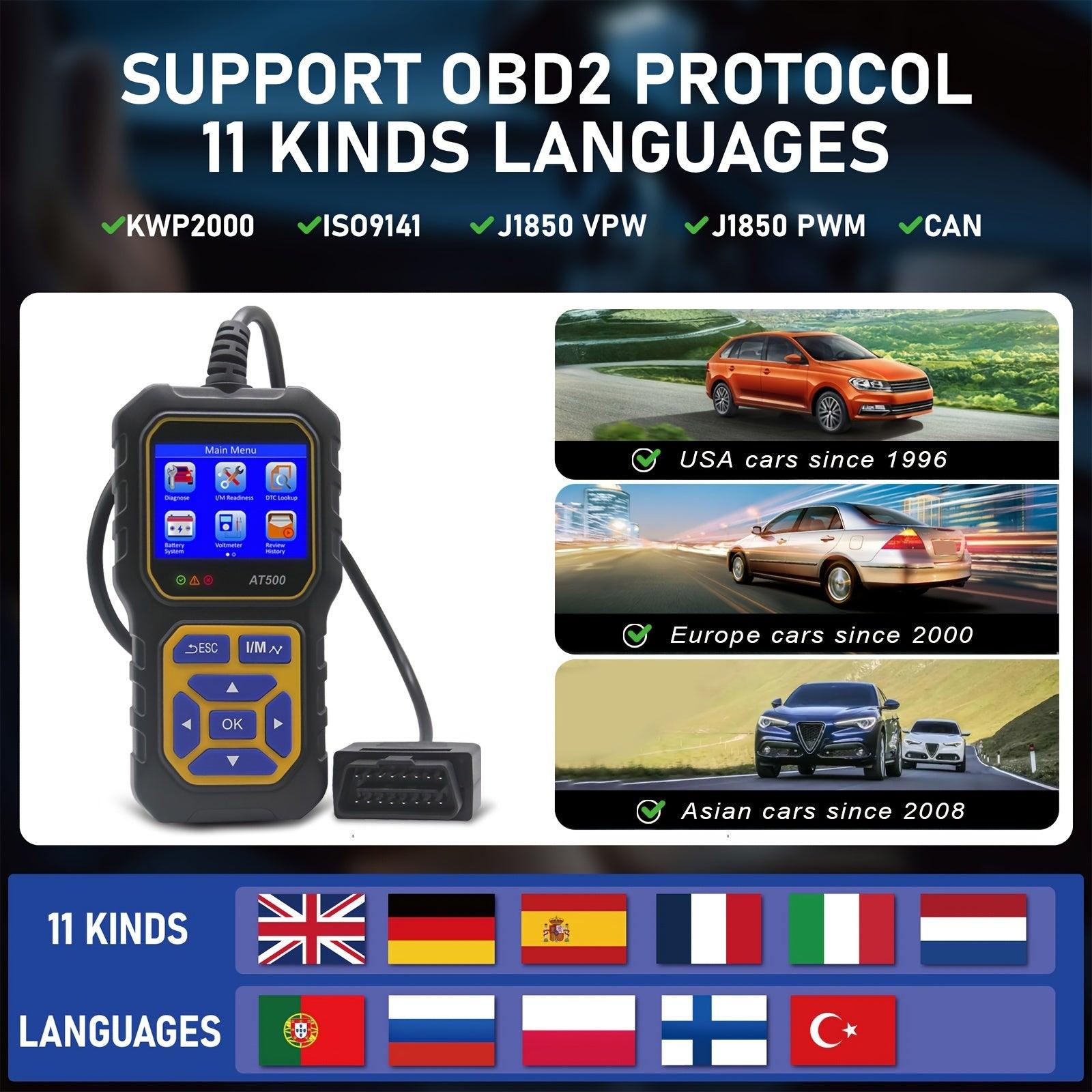 Car Code Reader, OBD2 Scanner Check Engine Light Fault Code Reader Scanner CAN Diagnostic Scan Tool For All OBDII Protocol Cars Since1996 - KinglyDay